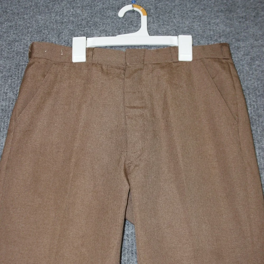 VTG Atlas Mens Trousers Brown Pleated Flat Front Pants Size‎ 33 Classic Tailored